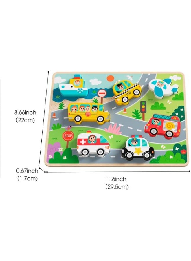 Tooky Toy Wooden Chunky Puzzle – Transportation - Image 3